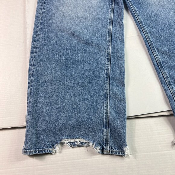 American Eagle Jeans Women's 33x29* High Rise Baggy Wide Leg Blue Denim Tag 14R - Picture 6 of 16